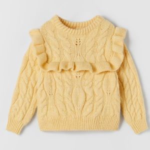 NWT Zara Kids Ruffled Cable Knit Sweater size 3-4 y